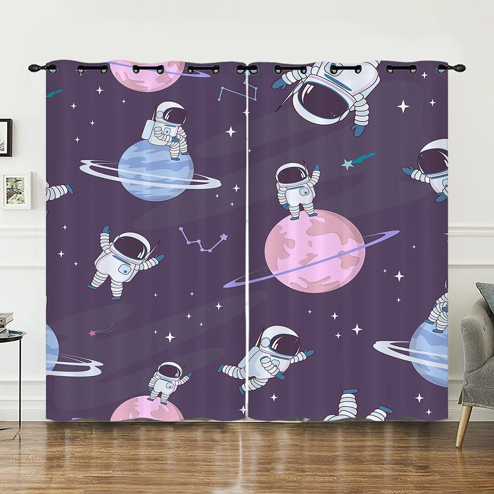 Curtain Bedroom Curtain Digital Printing Astronaut Planet Blackout Curtain Cloth