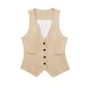 Damen Weste Top V-Ausschnitt Einreihig Ärmellos Mantel Lässige Weste mit Taschen Elegante Damen Weste Jacke
