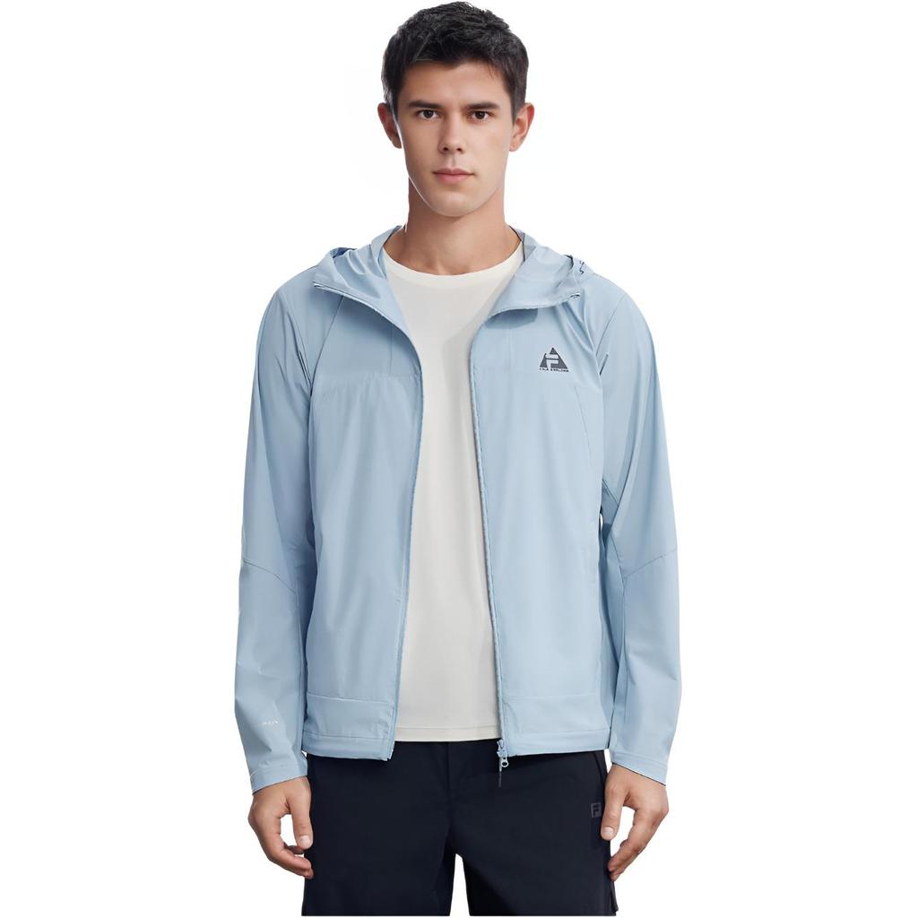 FILA Explore Classic Minimalist Casual Sports Outdoor Versatile Hooded Woven Jacket Men jackets Cyan-Gray-Blue A11M627708FBU