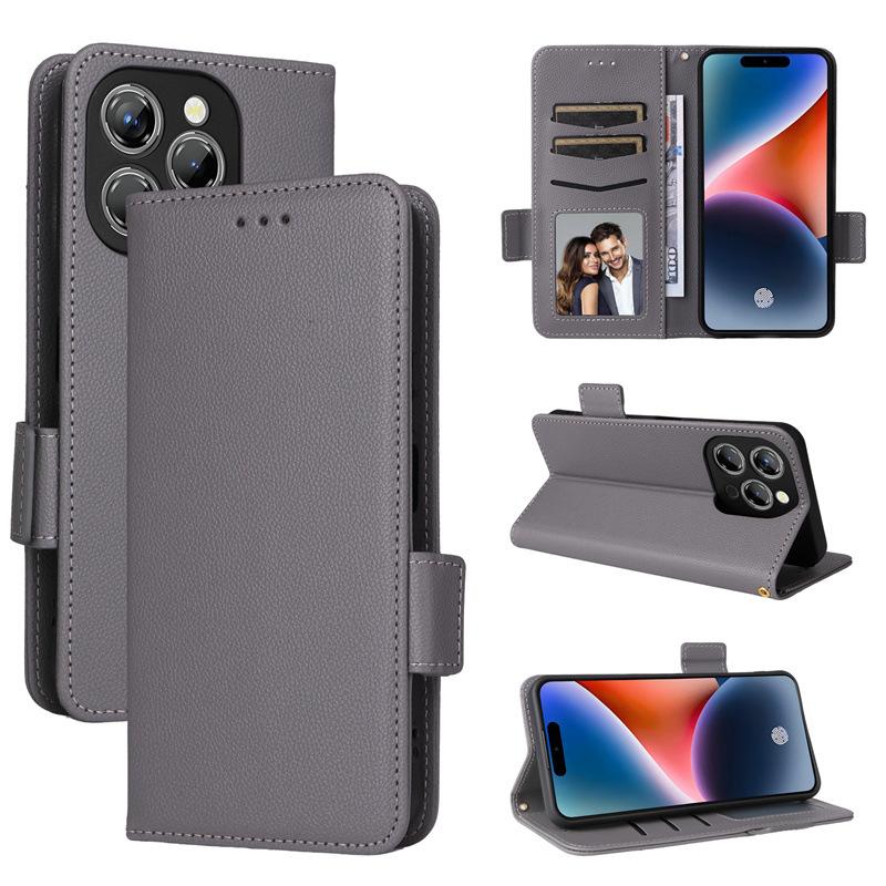 Brieftasche Flip Cover für Oukitel P1 Hülle Lychee Muster Leder Magnetischer Flip Folio Stand Telefonhülle mit Kartenhalter