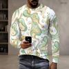 Men Plus Size Round Neck Long Sleeve Printed White T Shirt Casual Pullover