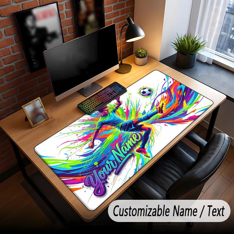 Soccer Theme Custom Mouse Pad Personalized With Name Text Customized Desk Mat For Office Home Decor
