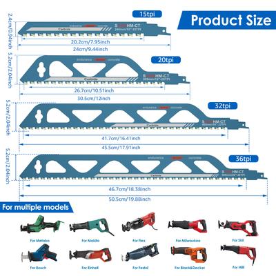10/12/18/20inch Reciprocating Saw Blade Universal Cutting Recip Sabre Saw Blade Alloy Steel Red Brick Concrete Cutting Saw Blade