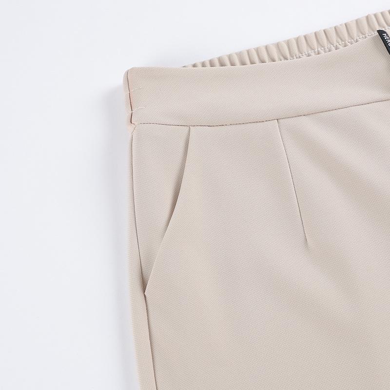 Spring Elastic Waist Straight-Leg Pants for Middle-Aged Women - Casual and Stylish