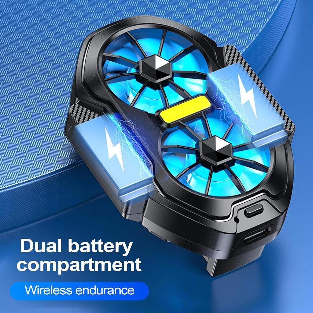 FS01 Dual Fan Rechargeable Mobile Phone Cooler Radiator Long Lasting Stronger Cooling Air Cooling Clip Design with Game Button