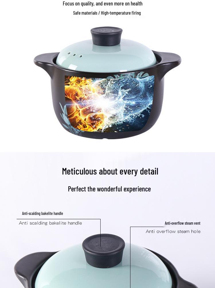 Large Capacity Heat Resistant Ceramic Stew Pot Ming Health Home Gift