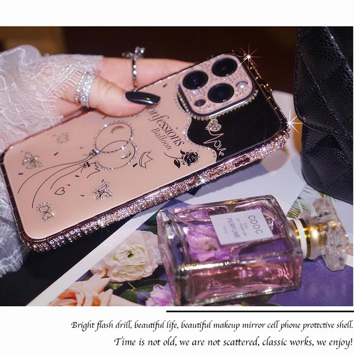 Snake Head Diamond Border Balloon Backboard with Acrylic Material Lens Film Case for iPhone 15 14Plus 13 12 11 Pro Max XSMax 8 7 Plus Protective Cover