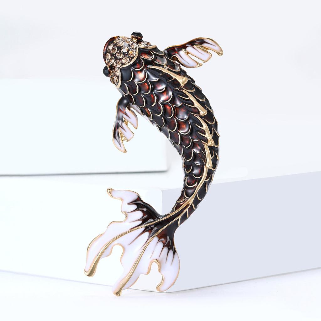 Enamel Carp Brooch for Women Unisex Animal Lapel Pins Party Friend Accessories Gifts