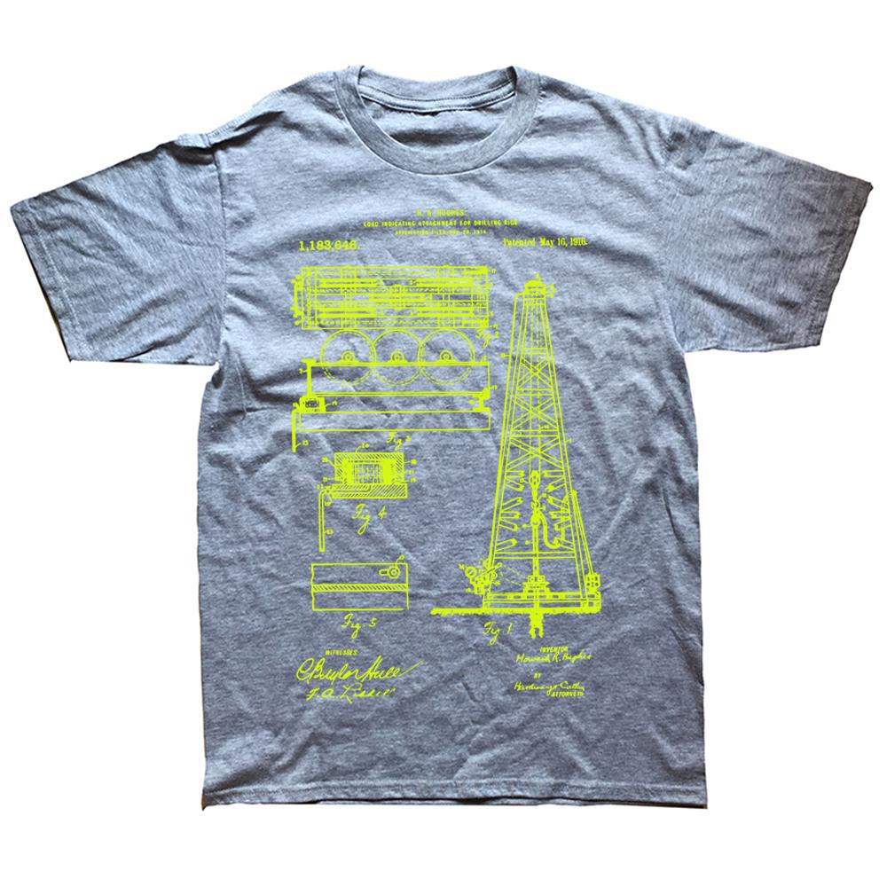 Novelty Oil Drilling Rig Patent Oilfield Driller T Shirts Streetwear Short Sleeve Birthday Gifts Summer Style T-shirt Men