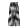 En stock: Pantalones Casuales Rectos Adelgazantes de Cintura Elástica a Cuadros Retro Primavera 2026