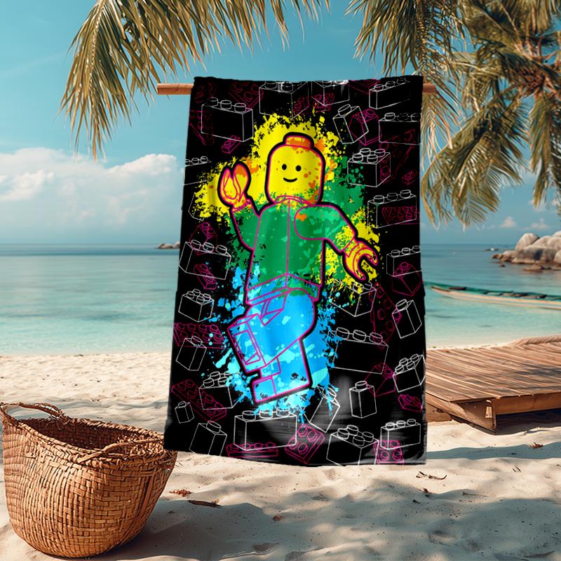 Ultra-Soft Beach Towel with Lego Theme,Ideal for Pool - Camping, Diving - Perfect Travel Essential, Vibrant Beach Towel.