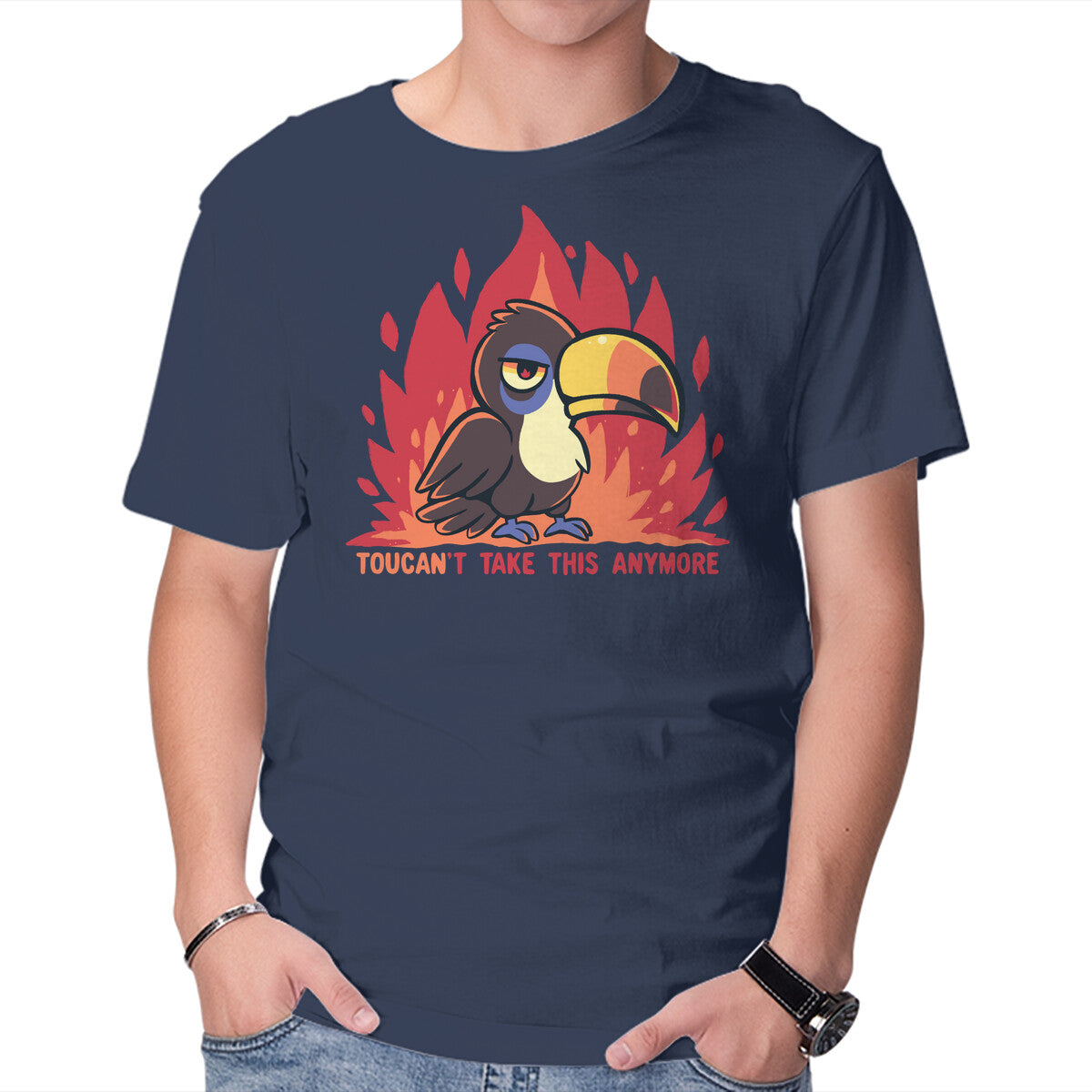 Unisex Crew Neck T-Shirt Toucant Take This Anymore Graphic Short Sleeve Casual Tee S