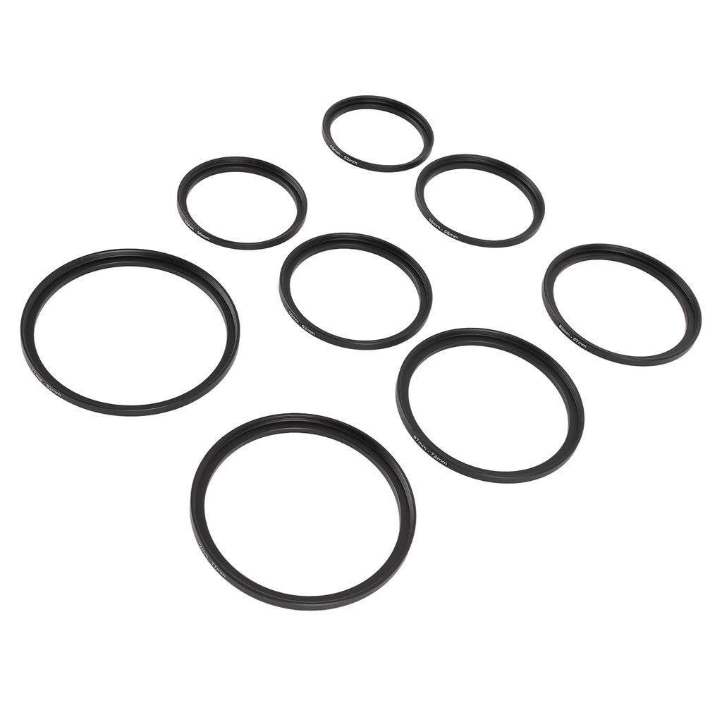 Filter Ring Adapter Set 49mm to 82mm 8 in 1 Metal Threaded Lens Filter Adapter Ring Kit for Camera