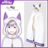 Re:Zero - Starting Life in Another World Emilia Cosplay Costume with Ears, Cape, and Cloak