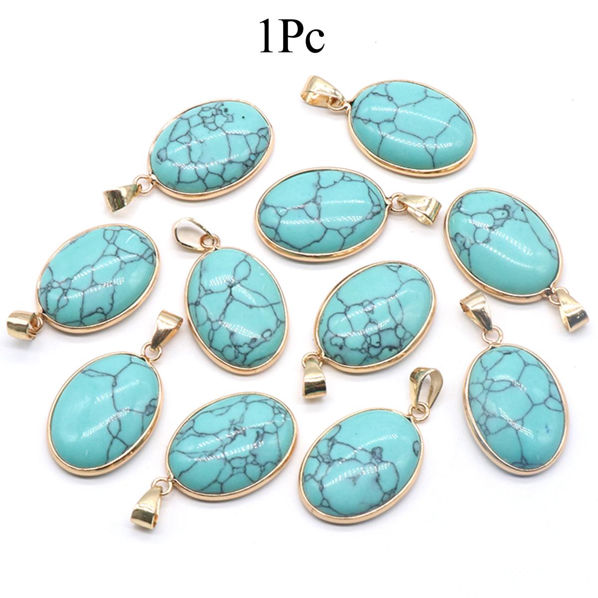 

1 шт., підвіска з цілющим кристалом Рейкі, енергетичний природний камінь, опал, бірюза, агат, овальні підвіски для виготовлення ювелірних виробів, намисто своїми руками. Креативні підвісні аксесуари 1Pc/25×19mm