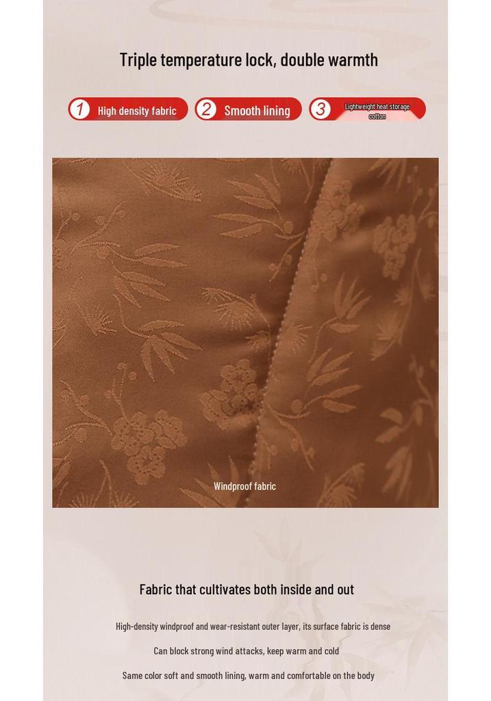 Stylish Chinese-Style Plus Size Winter Cotton Jacket for Middle-Aged & Elderly Women