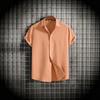 Summer 2026 Men's Loose Solid Color Short-Sleeved Button-Down Casual Shirt