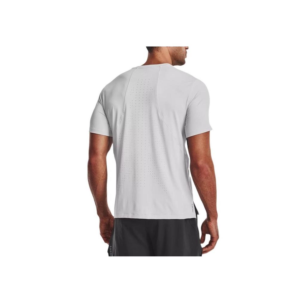 Under Armour Logo Print Running T-Shirt Men Tops Grey 1370338-014