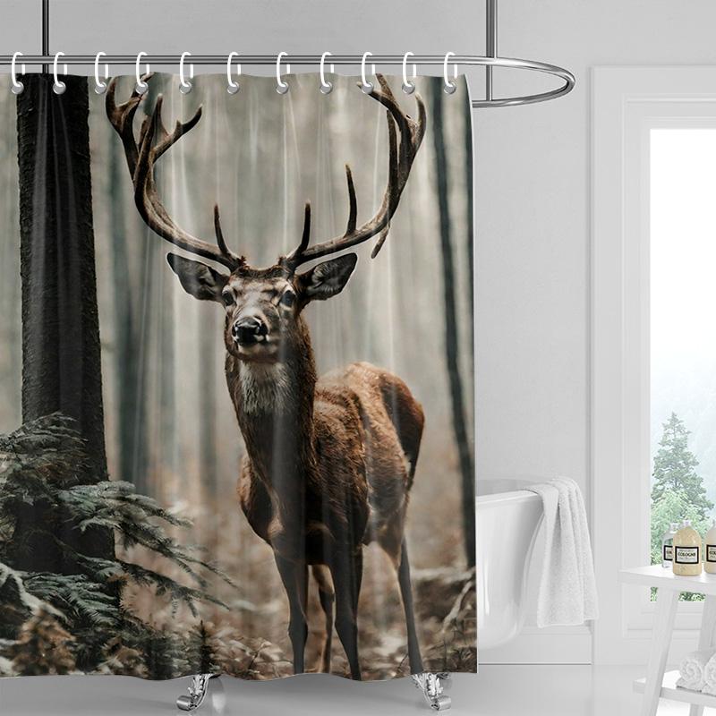 Home Decoration Shower Curtains for Bathroom Waterproof Curtain Fabric Modern Nordic Style Living Room Merry Christmas Winter