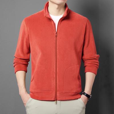 Men's Trendy Fleece Hoodie Jacket - Solid Color, Stand Collar, 2025 New Style for Spring, Autumn, Winter