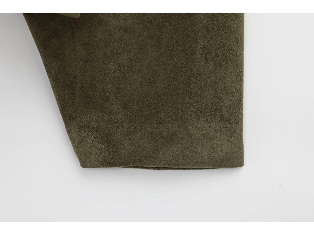 2025 Spring Bestseller: Green Suede Bomber Jacket Coat