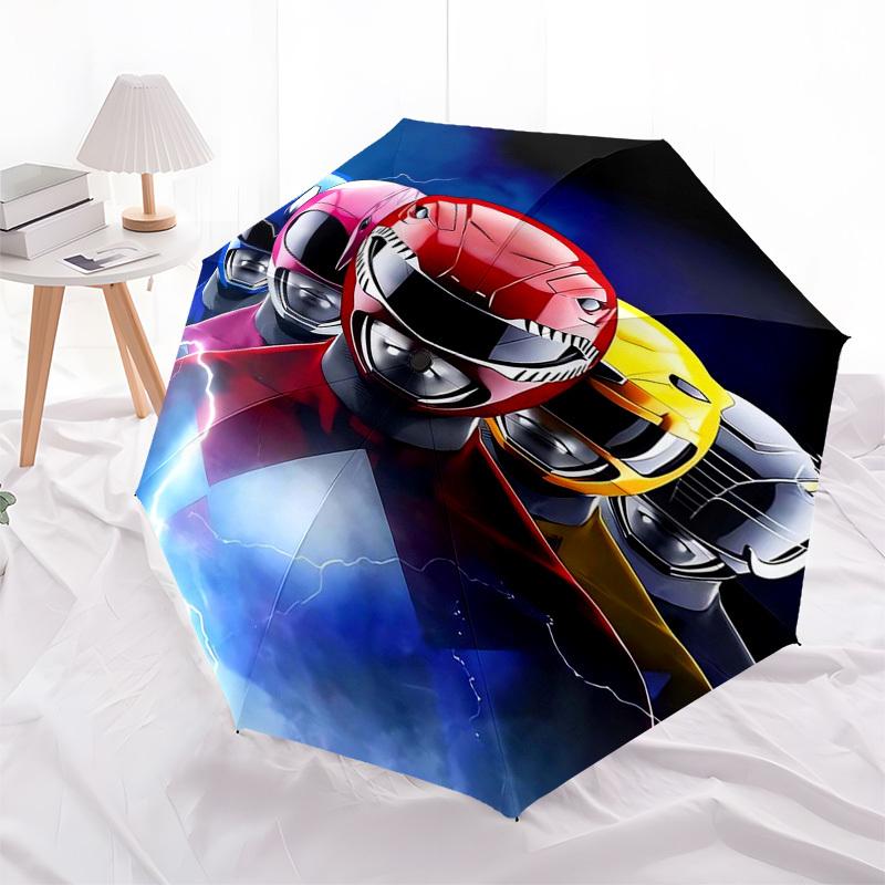 1pc Power Rangers Auto Open Close Umbrella - Portable Tri-Fold Design with 8-Bone Iron Frame - Outdoor for Fans, Travelers, Daily Use, Gift Idea.Q034