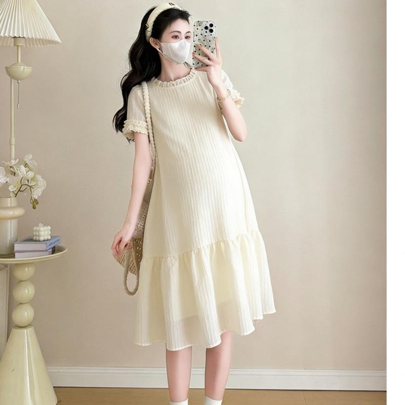2026 Summer Fresh Korean-Style Mid-Length Maternity Dress: Youthful, Slimming, and Tummy-Covering Design