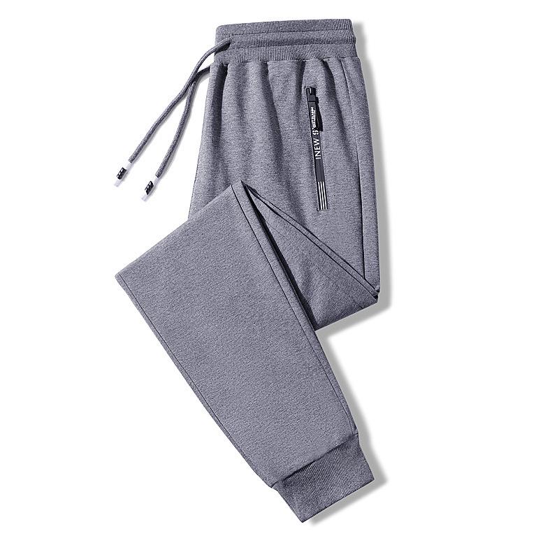 Men's Pure Cotton Lightweight Straight-Leg Sweatpants - Solid Color, Loose Fit for Summer and Spring.