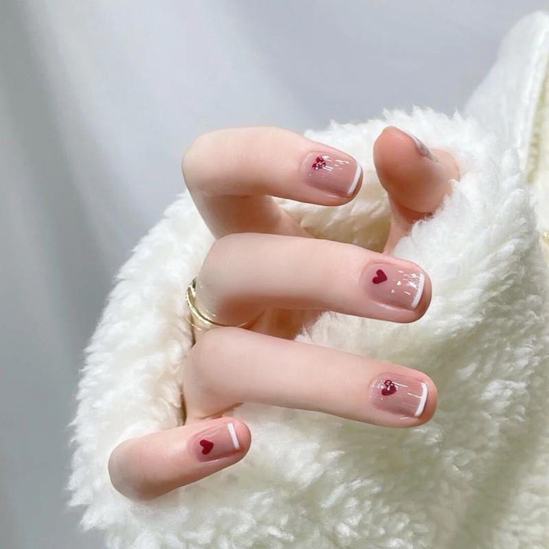 Wear Nail Art Sticker Fashion Simple Short Heart Removable Nail Patch Style