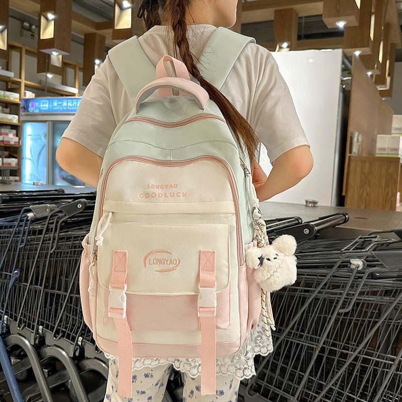 Backpack Large Capacity Student Schoolbag Color Contrast Backpack