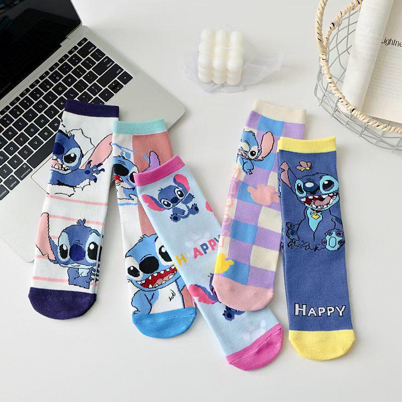 Cartoon Combed Cotton Mid-Calf Socks for Kids, Women & Men - Cute Anime Design for Casual Wear