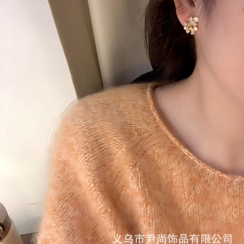 Sweet Gardenia Flower Earrings Women'S Light Luxury Temperament Flash Diamond 3Mm Stud Earrings Premium Sense Exquisite Versatile Earrings