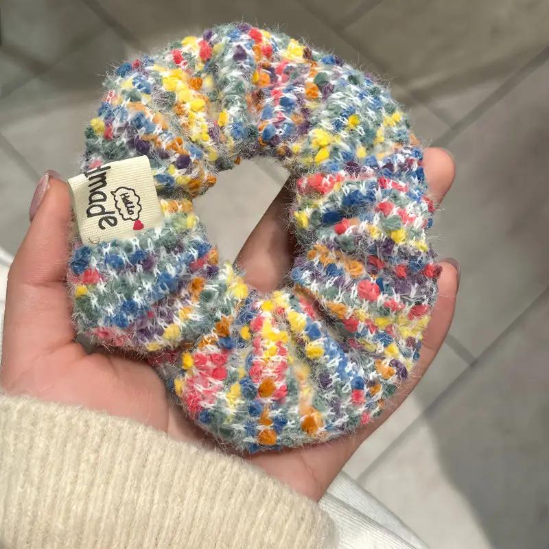 

Красочная маленькая плюшевая резинка для волос в виде желейной фасоли, резинка для волос в виде толстой кишки, женская резинка для волос с превосходным вкусом, большая пушистая резинка для волос, корейские аксессуары для волос