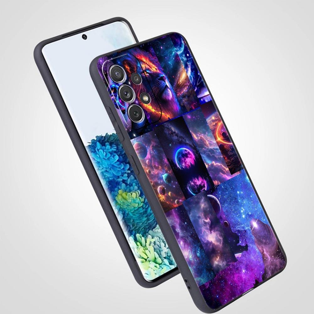 Universe Starry Sky Moon Phone Case for Samsung Galaxy A55 A35 A17 A07 A15 A13 A25 A51 A71 A72 A73 A32 A52 A52S A41 5G Soft TPU