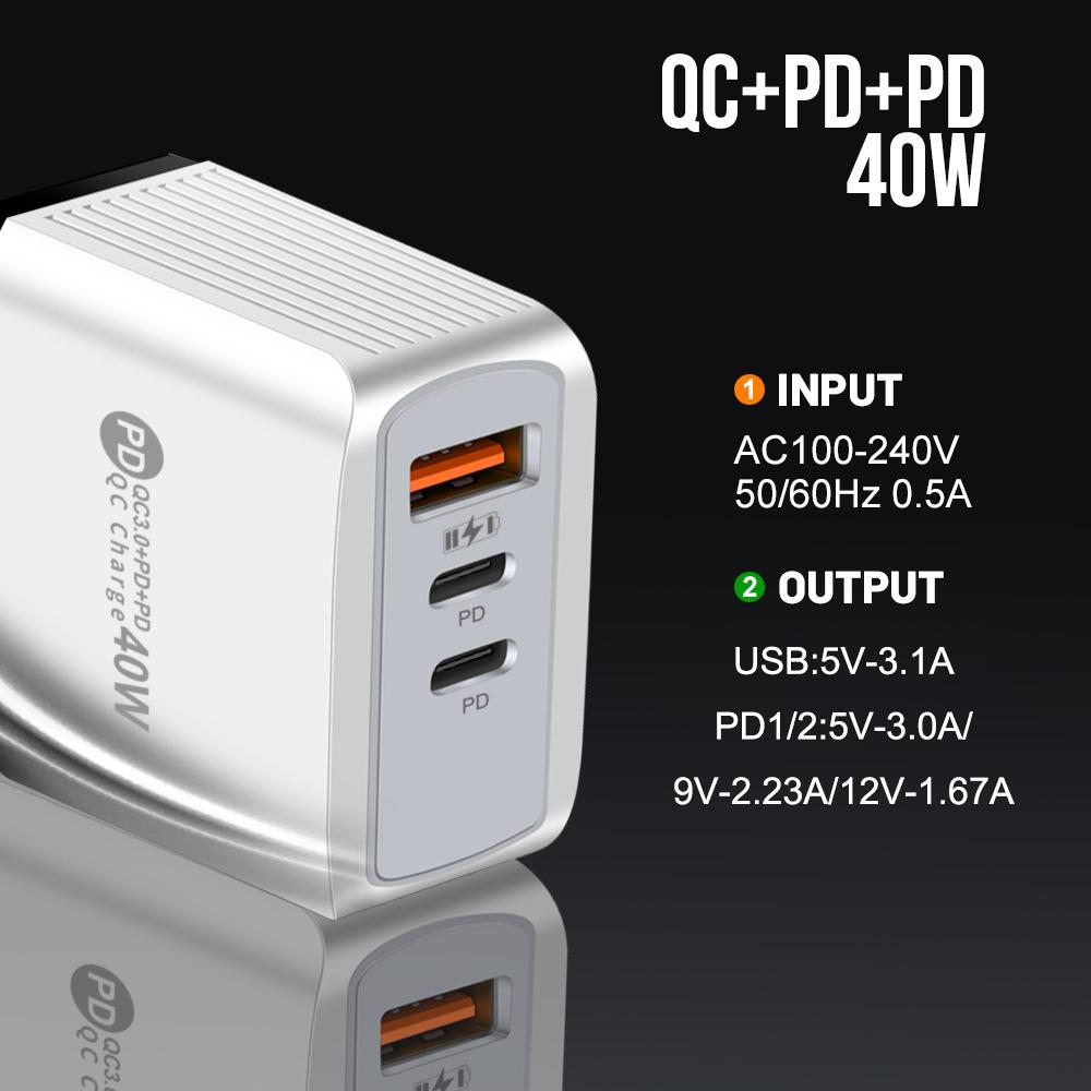 Original Universal Charger: Compatible with EU, US, UK, AU Standards with 1U + 2PD Ports.