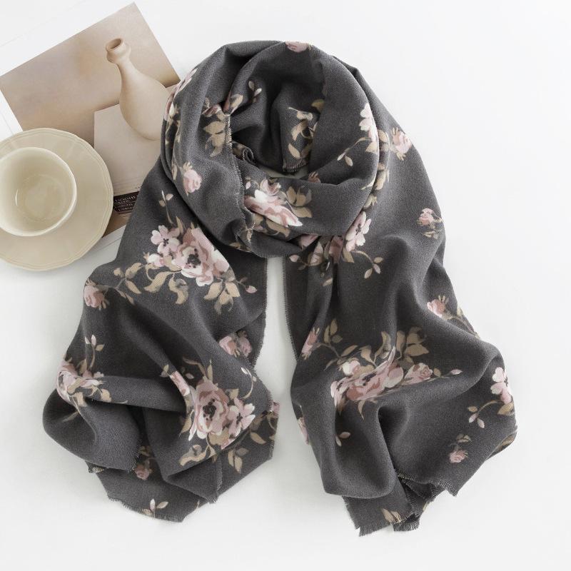 Imitation Cashmere Scarf New Autumn and Winter Fashion Printed Shawl Scarf Women's Medium Length Thickened Warm Scarf