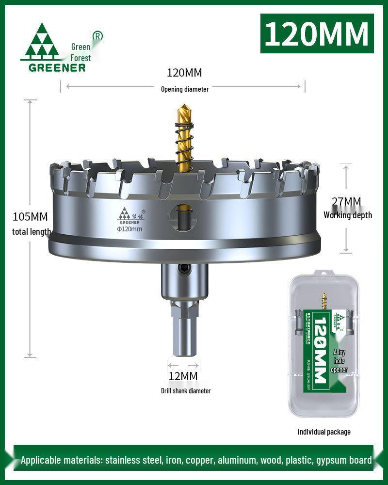 Green Forest Stainless Steel Hole Saw for Metal, Wood, and Aluminum Drilling