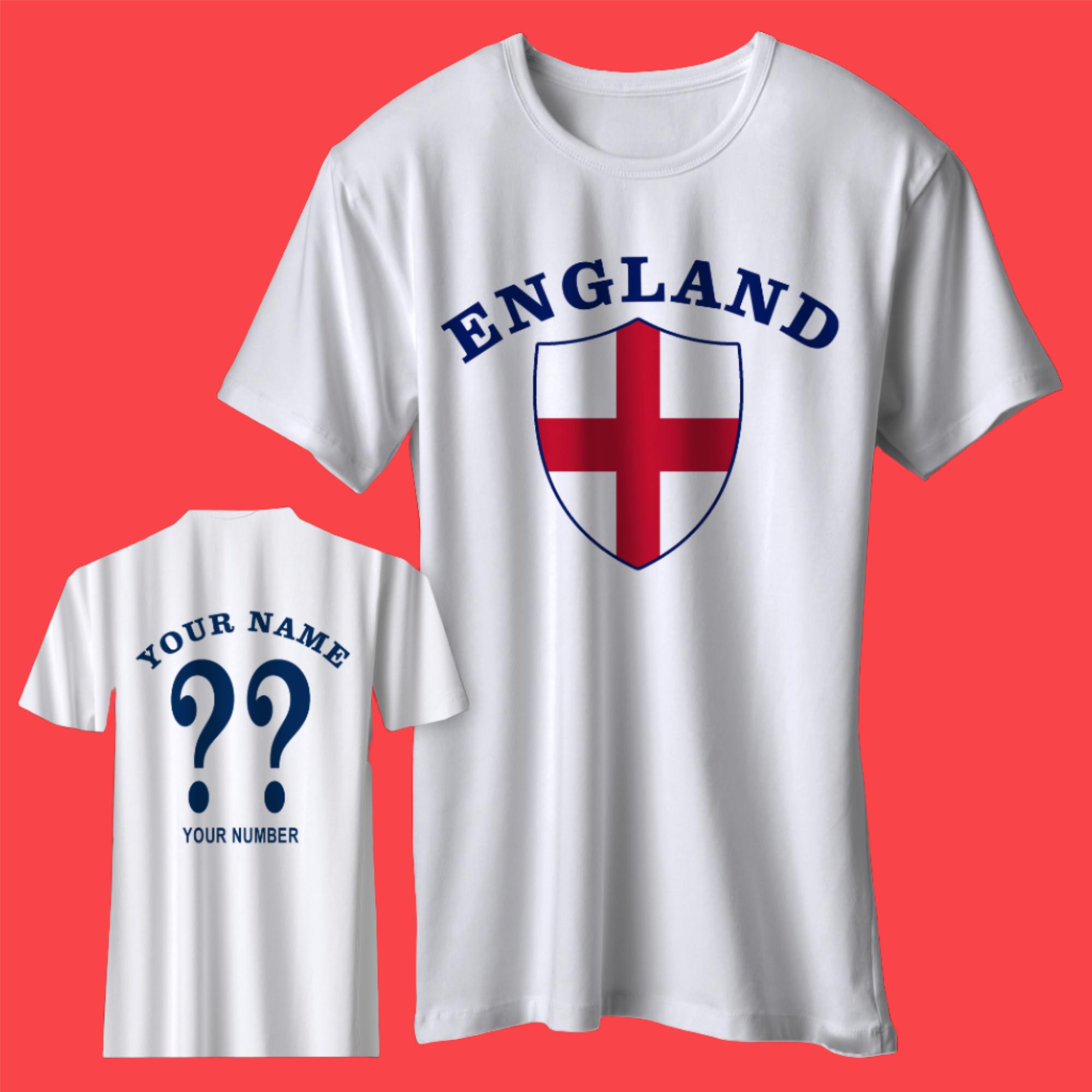 Personalised England Football Shirt with any Custom Name & Number S