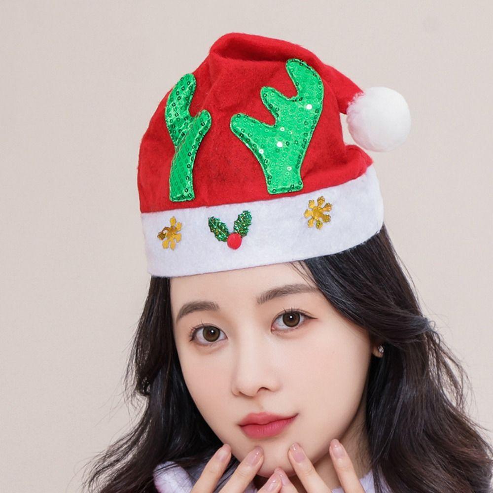 Snowman Plush Reindeers Antlers Hat Polyester Xmas Arts Hats Christmas Hat  Xmas Gift