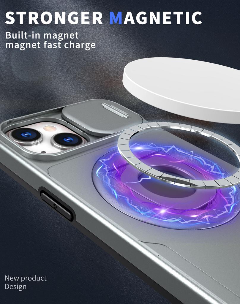 Luksusowe Wojskowe Magnetyczne Przesuwane Etui Ochronne na Aparat Dla iPhone 16 15 14 13 12 11 Pro Max Plus X XS XR SE 8 7 Pokrowiec ze Stojakiem Pierścieniowym