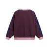 Li Ning Letter Embroidery Ribbed Color Block Loose Pullover Sweatshirt Unisex Sweatshirt Dark-Purple AWDT267-1