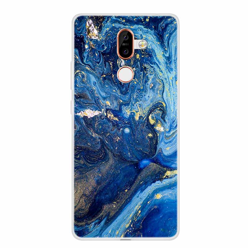 För Nokia 7 Plus Fodral Marmor Mjuk Silikon Baksida Telefonfodral Modefodral Coque Nokia7 Plus Stötsäkert Fundas