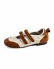 Sheepskin version retro style color matching casual round head light mouth Mary Jane shoes women's commuter flat shoes