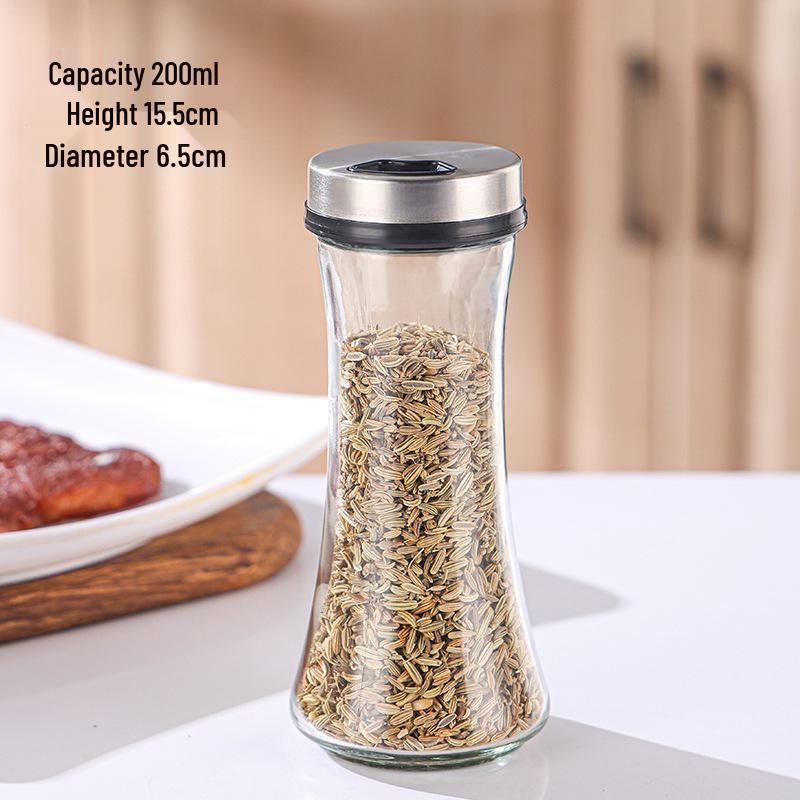 Stainless Steel Multi-Hole Spice Shaker - Glass Seasoning Jar for Salt, Pepper, and Spice Storage