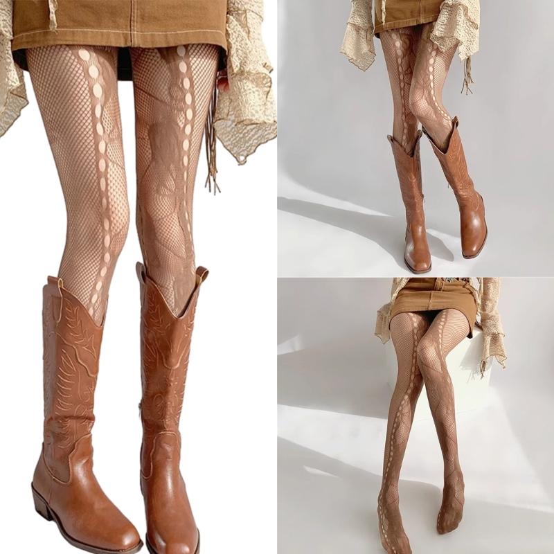 Women Sexy Lace Patterned Tights Floral Fishnet Stockings Pantyhose Patterned Leggings Net Pantyhose for Party Club