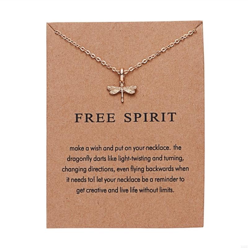 New Trendy Alloy Cute Elegant Pearl Butterfly Elephant Owl Dragonfly Luck Pendant Necklaces with Wish Card for Women Jewelry