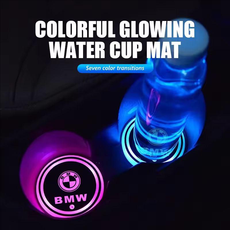 7 Color LED Car Cup Holder Light Luminous Coaster Water Cup Pad Accessories For BMW M X3 F10 E90 F20 E46 E60 E70 E39 GT /Sticker GT9