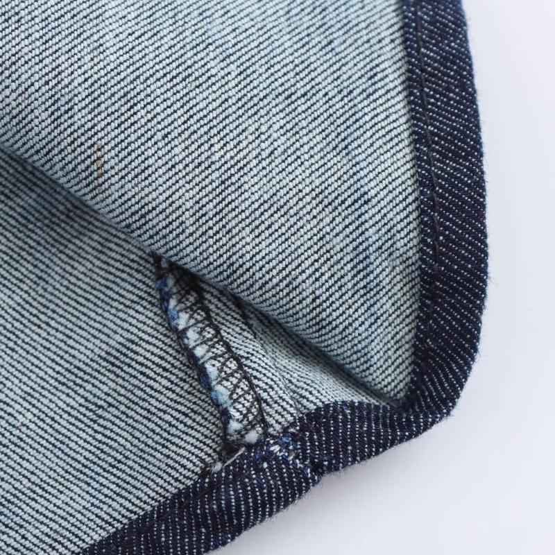 Jarní Nová Série 1975 Džínové MIDI šaty s klopou Boční zip Módní Mačkaný pas Štíhlé Elegantní šaty