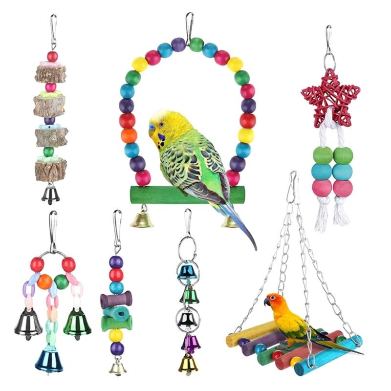 Parrots Cage Ladder Swing Set Wooden Swing Standing Supplies Bridge Training Parrots Standing Supplies