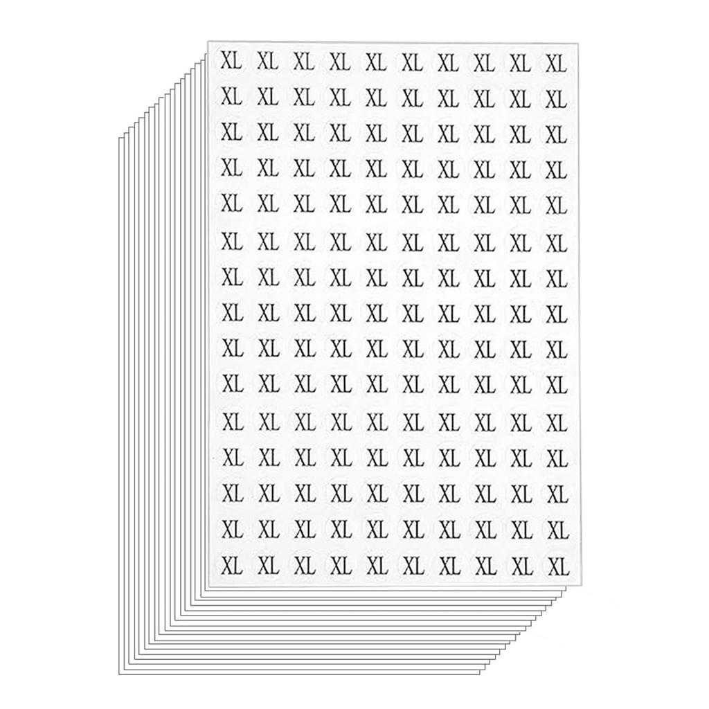 Samolepky velikosti XL kulaté průměr 13 mm 30 listů 4500 kusů Papírové štítky s velikostmi oblečení Třídění oblečení Samolepky s indikací velikosti Samolepky pro komerční použití